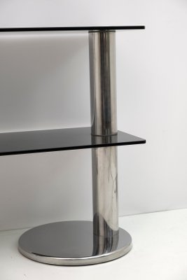 Modern Italian Chromed Steel and Smoked Glass Console, 1970s-FER-1230946