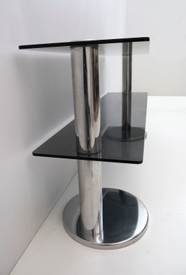 Modern Italian Chromed Steel and Smoked Glass Console, 1970s-FER-1230946