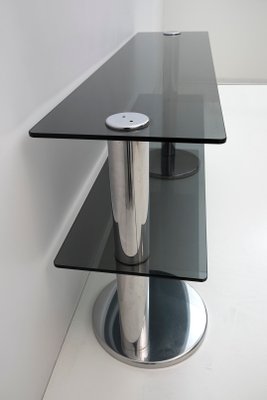 Modern Italian Chromed Steel and Smoked Glass Console, 1970s-FER-1230946