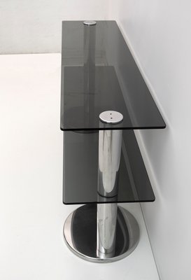 Modern Italian Chromed Steel and Smoked Glass Console, 1970s-FER-1230946