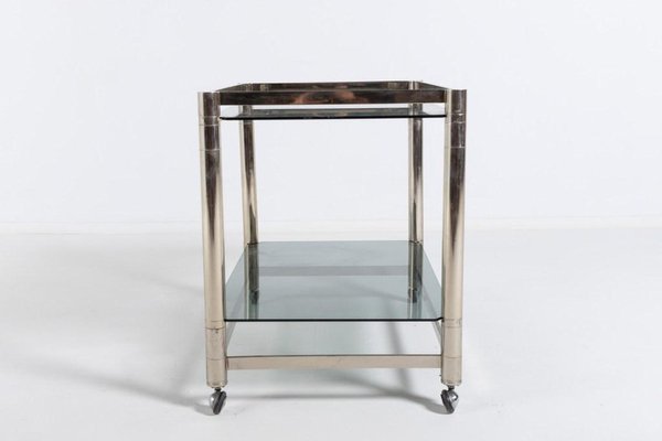 Modern Italian Chromed Steel Serving Cart Side Table, 1970s-KMC-1099013