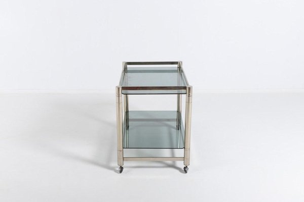 Modern Italian Chromed Steel Serving Cart Side Table, 1970s-KMC-1099013