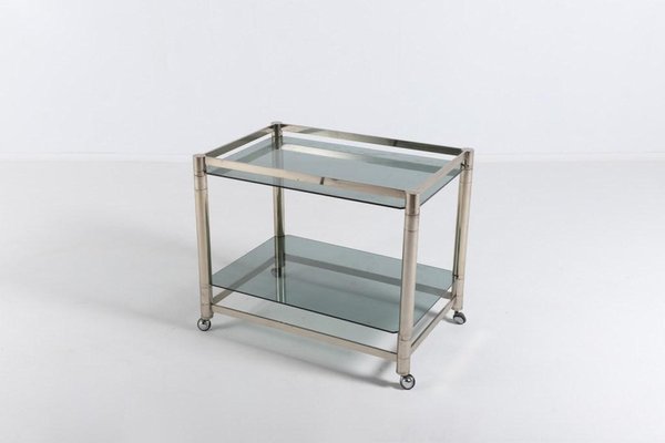 Modern Italian Chromed Steel Serving Cart Side Table, 1970s-KMC-1099013