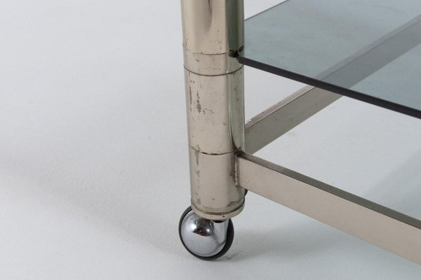 Modern Italian Chromed Steel Serving Cart Side Table, 1970s-KMC-1099013