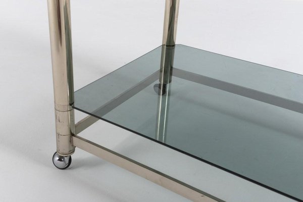 Modern Italian Chromed Steel Serving Cart Side Table, 1970s-KMC-1099013