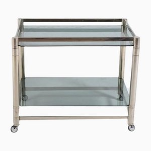 Modern Italian Chromed Steel Serving Cart Side Table, 1970s-KMC-1099013