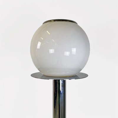 Modern Italian Floor Lamp in Chrome-Plated Steel and Opaline Glass, 1970-GDD-1771643