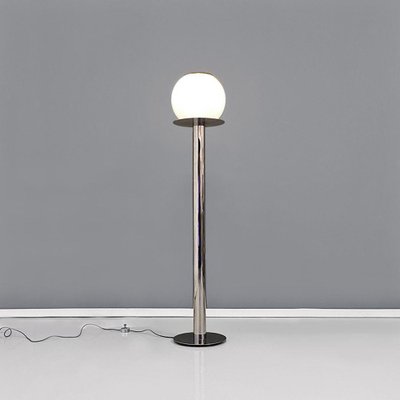 Modern Italian Floor Lamp in Chrome-Plated Steel and Opaline Glass, 1970-GDD-1771643