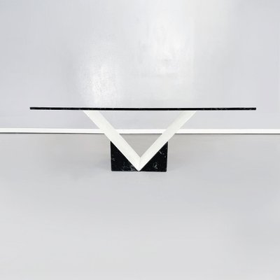 Modern Italian Glass and Black Marquinia Marble Coffee Table, 1980s-GDD-1354961