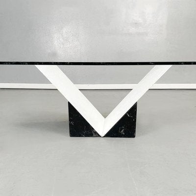 Modern Italian Glass and Black Marquinia Marble Coffee Table, 1980s-GDD-1354961