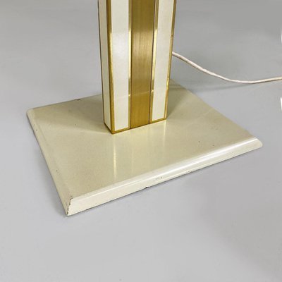 Modern Italian Ground Lamp in Brass, Metal and White White Fabric, 1980s-GDD-1806605