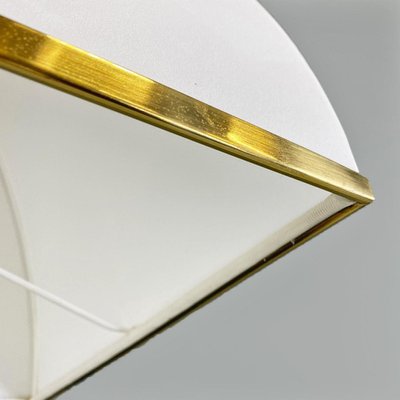 Modern Italian Ground Lamp in Brass, Metal and White White Fabric, 1980s-GDD-1806605