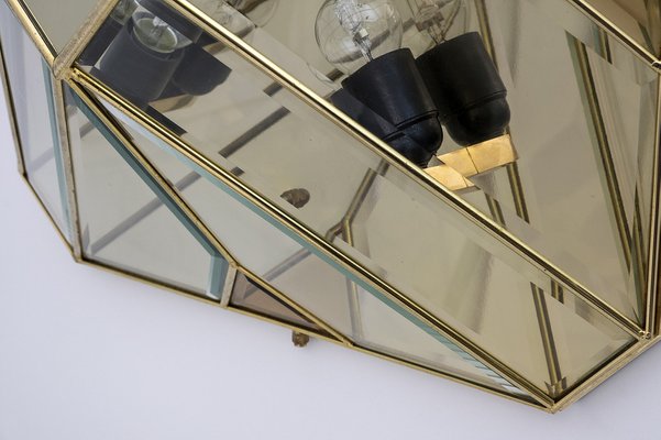 Modern Italian Half-Century Ceiling Lights in Brass and Frosted Glass, 1970s-FER-1121598