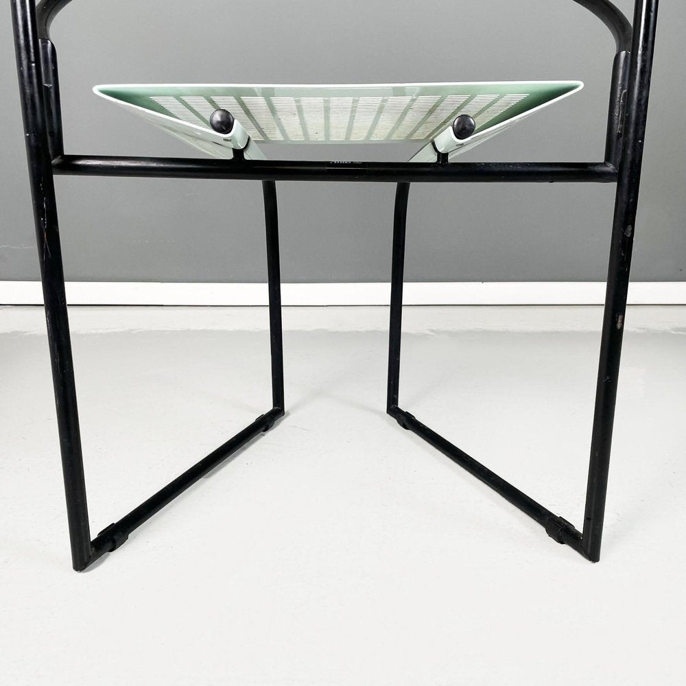 Modern Italian La Tonda Black Light Blue Metal Chair attributed to Mario Botta for Alias, 1980s