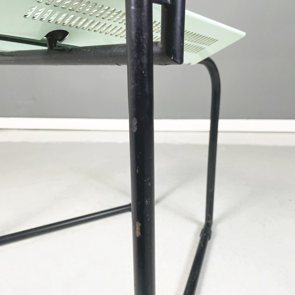 Modern Italian La Tonda Black Light Blue Metal Chair attributed to Mario Botta for Alias, 1980s