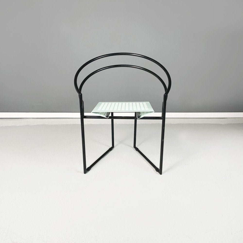 Modern Italian La Tonda Black Light Blue Metal Chair attributed to Mario Botta for Alias, 1980s