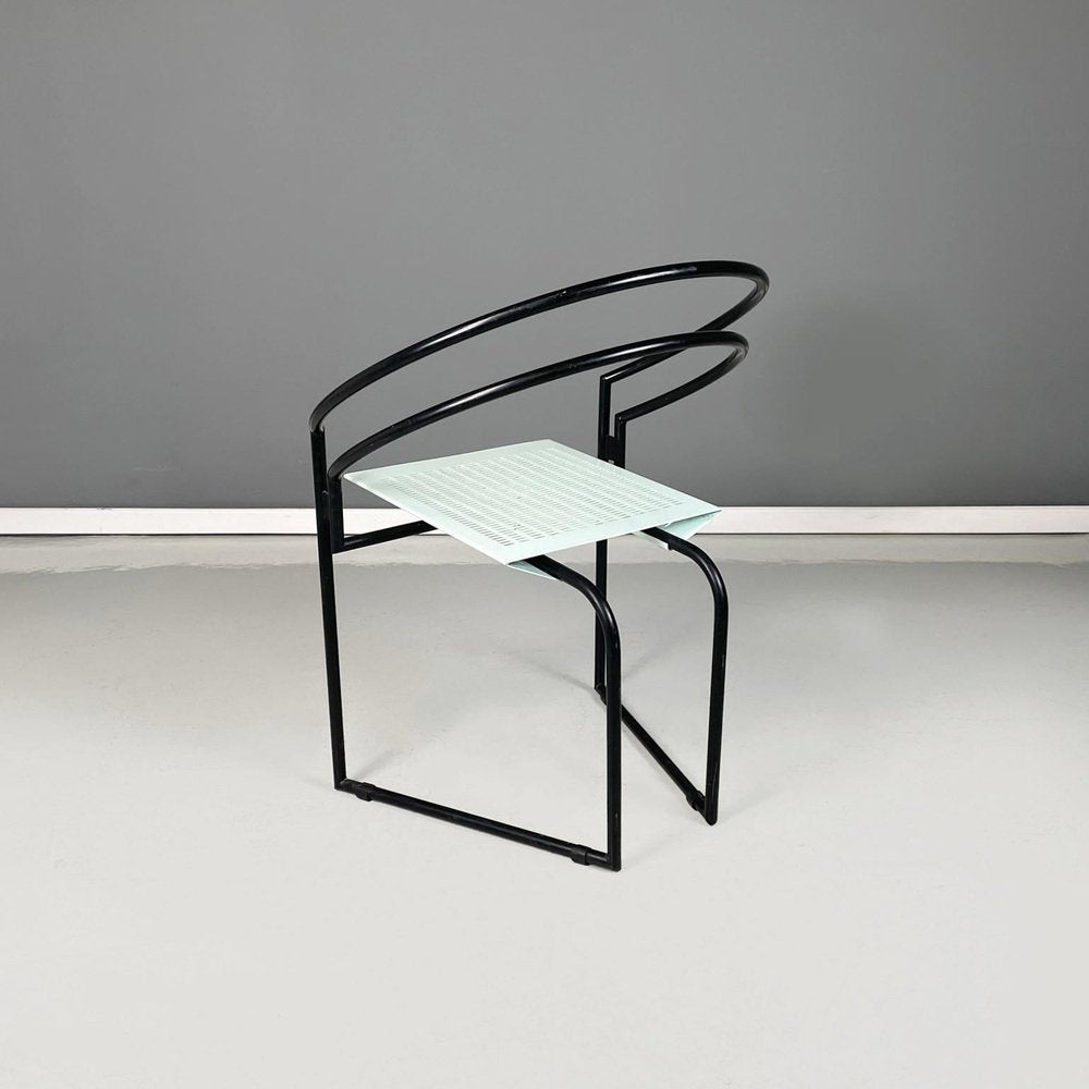 Modern Italian La Tonda Black Light Blue Metal Chair attributed to Mario Botta for Alias, 1980s