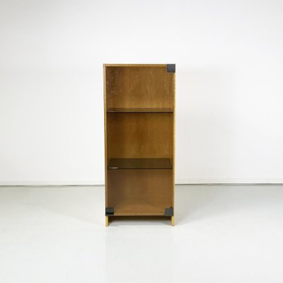 Modern Italian Light Briar and Smoked Glass Bookcase attributed to Saporiti, 1970s-GDD-1419203