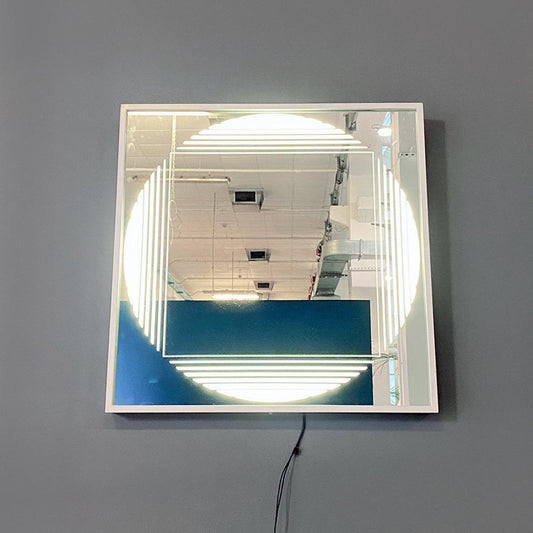 Modern Italian Neon Backlit Square Mirror attributed to Gianni Celada for Fontana Arte, 1970s