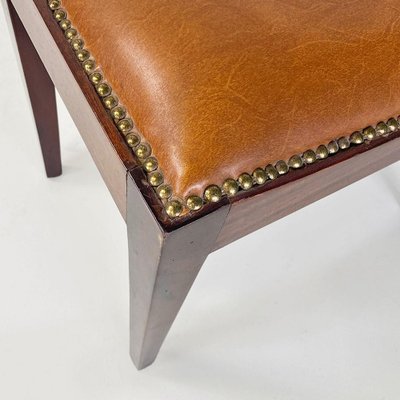 Modern Italian Pouf in Leather and Wood with Studs, 1960s-GDD-1758577