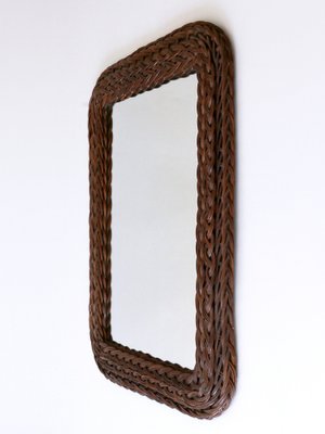 Modern Italian Rattan & Bamboo Rectangular Wall Mirror, 1960s-WPT-1336552