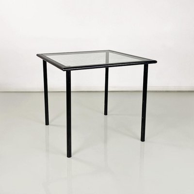 Modern Italian Square Table in Black Metal and Square Glass, 1980s-GDD-1761417