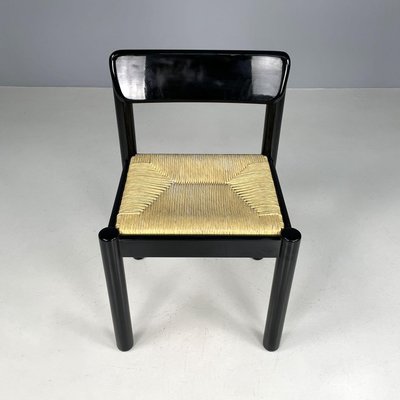 Modern Italian Straw and Black Wood Chair, 1970s-GDD-1806603