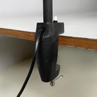 Modern Italian Table Lamp with Clamp in Black Metal and Brass, 1970s-GDD-2041601