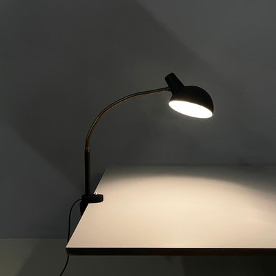 Modern Italian Table Lamp with Clamp in Black Metal and Brass, 1970s-GDD-2041601