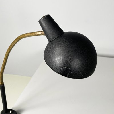 Modern Italian Table Lamp with Clamp in Black Metal and Brass, 1970s-GDD-2041601