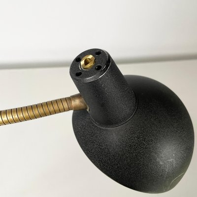 Modern Italian Table Lamp with Clamp in Black Metal and Brass, 1970s-GDD-2041601