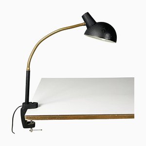 Modern Italian Table Lamp with Clamp in Black Metal and Brass, 1970s-GDD-2041601