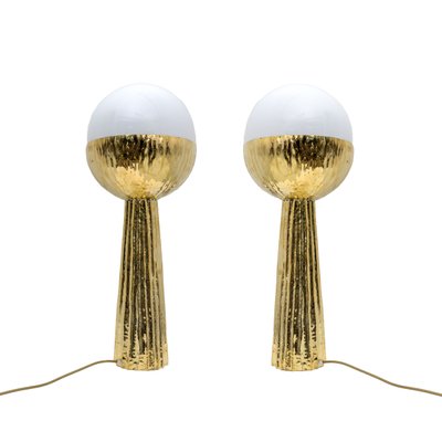 Modern Italian Table Lamps in Brass and Opaline Glass, 2000, Set of 2-FER-2017489