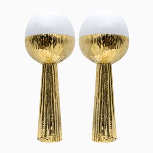 Modern Italian Table Lamps in Brass and Opaline Glass, 2000, Set of 2-FER-2017489