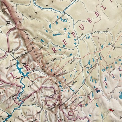 Modern Italian Topographic Geographical Map in Wood Frame of Europe, 1950s-1990s-GDD-1812242