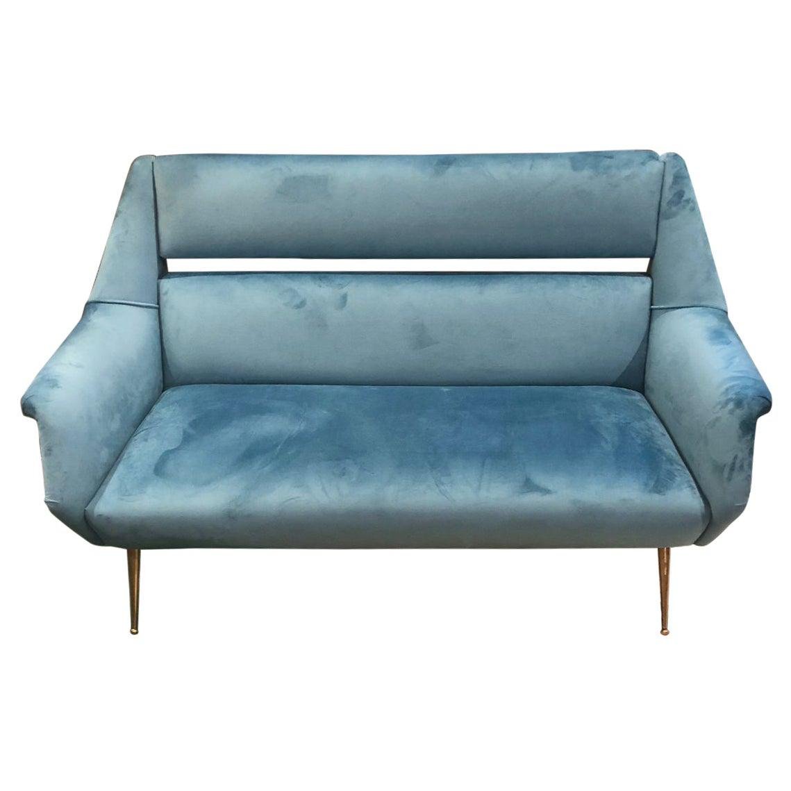 Modern Italian Velvet Sofa by Gigi Radice for Minotti, 1950s