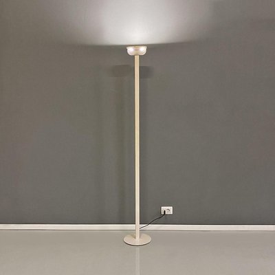 Modern Italian White Metal and Knurled Glass Floor Lamp, 1980s-GDD-1778305