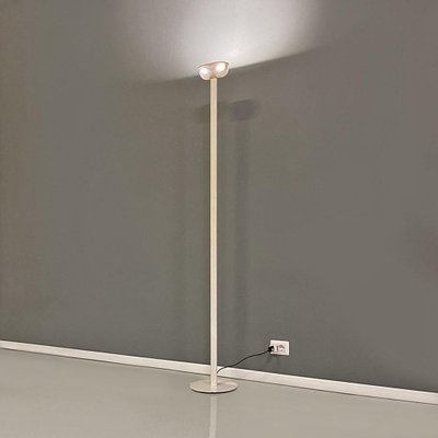 Modern Italian White Metal and Knurled Glass Floor Lamp, 1980s-GDD-1778305