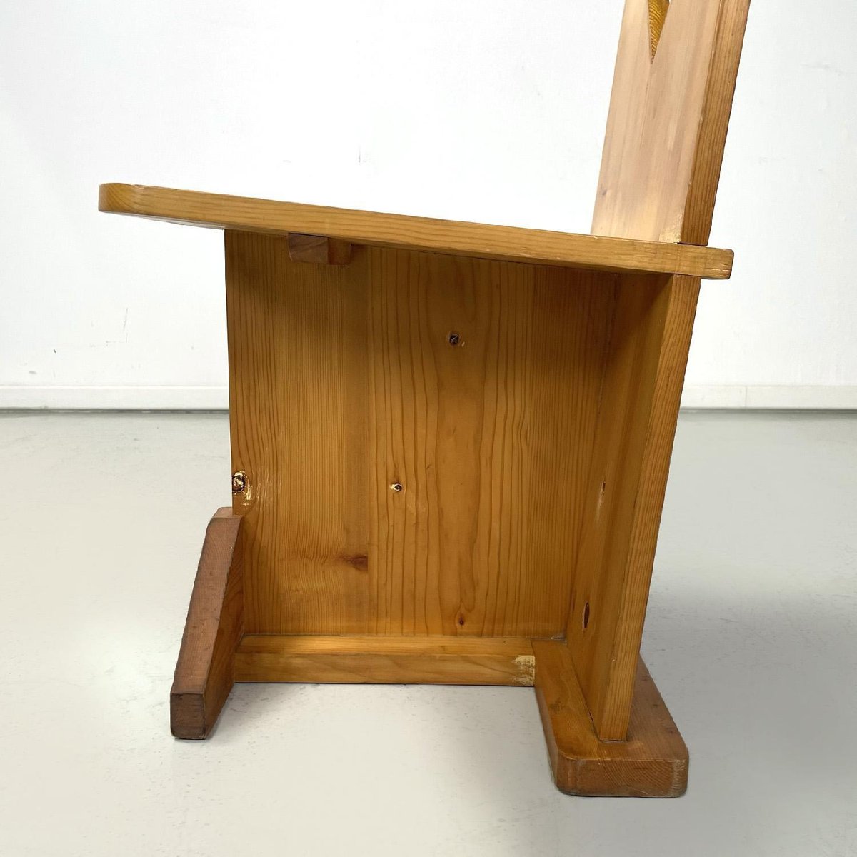 Modern Italian Wooden Chairs with Triangular Holes, 1980s, Set of 6