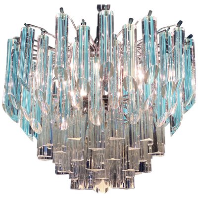 Modern Light Blue Crystal Prism Murano Glass Chandelier, 1970s-MBH-1032697