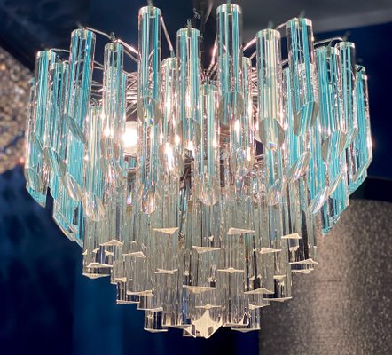 Modern Light Blue Crystal Prism Murano Glass Chandelier, 1970s-MBH-1032697