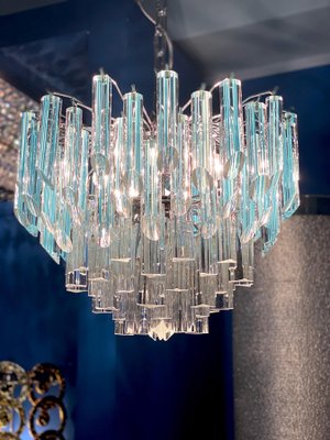 Modern Light Blue Crystal Prism Murano Glass Chandelier, 1970s-MBH-1032697