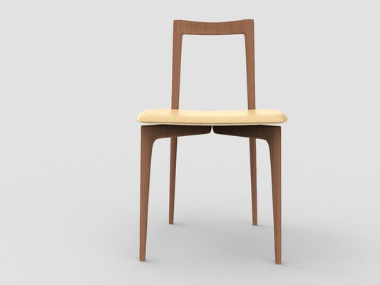 Modern Linea 605 Grey Chair in Beige Leather and Wood by Collector Studio