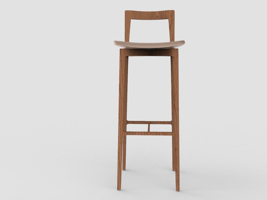 Modern Linea 611 Grey Bar Chair in Leather and Wood by Collector Studio