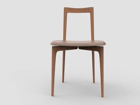 Modern Linea 613 Grey Chair in Leather and Wood by Collector Studio