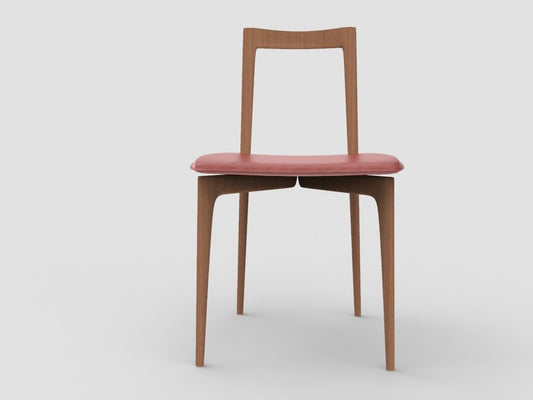 Modern Linea 613 Grey Chair in Red Leather and Wood by Collector Studio