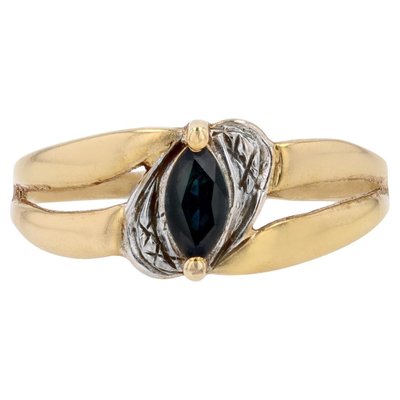 Modern Marquise Sapphire 18 Karat Yellow White Gold Ring-OLU-2042361