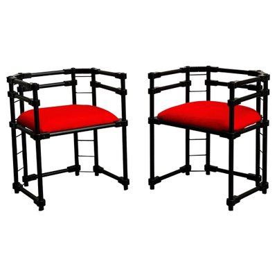 Modern Metal Armchairs with Bolts, Italy, 1970s, Set of 2-YUW-1313383