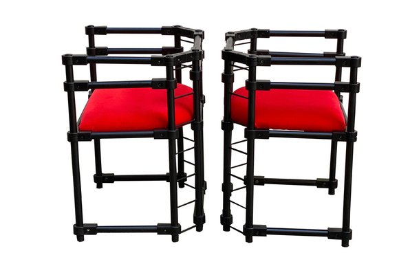 Modern Metal Armchairs with Bolts, Italy, 1970s, Set of 2-YUW-1313383