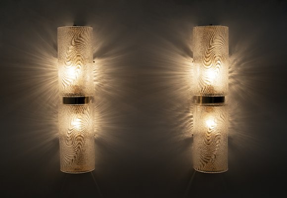 Modern Murano Glass and Brass Corteccia Sconces, 1989, Set of 2-FER-1413902